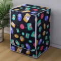 Fundas antipolvo para lavadora carga frontal impermeable cremallera diseño dibujo animado - Fundas para lavadora de carga frontal (Capacidad 4,9-7,6 kg) / Impermeable y resistente al sol - Buena suerte