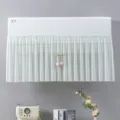 Cute pleated mesh air conditioner cover anti-direct blow wind deflector for home room. - 1m Long and 40cm High with Velcro / Ice Silk - Green with Tulip