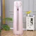 Pink lace vertical air conditioner cover, elegant dustproof protective shield for home. - Universal Air Conditioner Cover (Height 180cm) / Golden Flower Pink Gauze