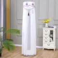 Vertical air conditioner dust cover white lace purple floral embroidery pillar cabinet protector. - Golden Flower Purple