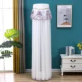 Vertical cylindrical air conditioner dust cover lace floral embroidery home protection - Elegant White