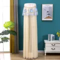 Lace embroidered vertical air conditioner cover dustproof protective sleeve for round column unit - Single Bloom Coffee
