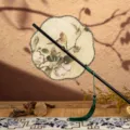 Éventail traditionnel chinois fait main avec pompon, style rétro Hanfu Qipao - Nouvelle collection 8 pétales oiseaux perchés sur des branches