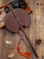 Traditional handmade bamboo fan, retro style woven folding round fan with tassel pendant. - Half-Moon Waist Fan