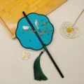 Mini Chinese klassieke ronde waaier Hanfu foto prop draagbare opvoubare bamboe waaier koeling. - 35cm Lengte / Achtbladige Verdorre Tak Zwaluw