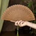 Natural green sandalwood folding fan vintage hand fan traditional Chinese style gift for women - Lush Branches Green Sandalwood