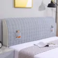 Quilted gray headboard cover with storage pockets thick dustproof bedroom decor slipcover - For Headboards within Width 1.5m Height 80cm / Good Things Happen Gray Quilted Full Cover