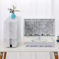 White lace computer dust cover set for desktop monitor and host, elegant floral design detail. - Universal 17-23 Inch / Moonflower White