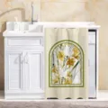 Washing Machine Cover Dustproof Balcony Sunshade Waterproof Fabric Curtain Floral Print - Daffodil - Upgraded Waterproof