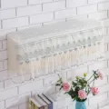 Detail view of lace embroidered anti-dust hanging air conditioner cover for 1.5 hp indoor units. - Forget-Me-Not Green