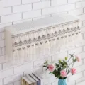 Wall-mounted air conditioner dust cover with elegant lace trim and quilted design for home. - Stay-On AC Cover (2P, 92cm Length) / Daylily Coffee