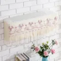 Decorative lace air conditioner dust cover for 1.5 hp hanging units, elegant embroidered home decor. - Begonia Purple
