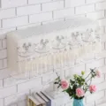 Wall-mounted air conditioner dust cover, lace embroidered quilted protector for 1.5 HP unit. - Begonia Gray