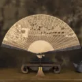 Exquisite hollow carved wooden folding fan, traditional Chinese style gift sandal wood fan. - Bamboo Leaves Suzhou Garden II / 7 Inch (23cm)