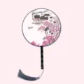 Chinese style round fan Hanfu accessory traditional painting wooden handle dancing photo prop - Dreamy Water Village Black Handle