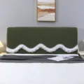 Fodera per testata letto verde scuro con balze bianche, protezione antipolvere elastica. - Copritestiera letto (L 1,5 m, A 65 cm) / Sogno tranquillo - verde