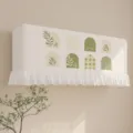 Copertura antipolvere per condizionatore da parete con stampa botanica e balza bianca. - 82*30*20 cm (si consiglia la taglia più grande) / Ramoscelli Verdi
