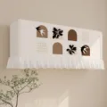Copertura antipolvere per condizionatore a parete beige con motivo astratto e volant. - 82*30*20 cm (si consiglia la taglia più grande) / Yanqi Zongjing