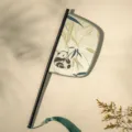 Chinese stijl handwaaier panda bamboe patroon zwarte handvat groene kwast traditioneel - Qiushui vouwwaaier (mesvorm)
