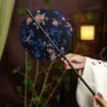 Ancient style bamboo folding fan Hanfu round fan with tassel portable classical waist fan - 8-Petal Anya Waist Fan (Bamboo Edge)