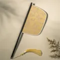 Chinese klassieke stijl vlinderpatroon waaier met zwarte handvat en gouden kwastje. - Qingdie vouwwaaier (mesvorm)