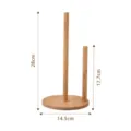 Wooden paper towel holder stand for kitchen roll dispenser with double vertical storage rack. - Double Bar