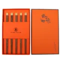 Chinese style Wenge wood chopsticks gift set with 5 pairs, elegant design for home use. - 5 Pairs of Wenge Wood Gift Chopsticks