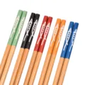 Bamboo chopsticks set 5 pairs multi color fish print wooden kitchen tableware reusable. - 24cm / Style 01 | Set of 5 Pairs