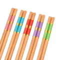 Set of 5 pairs colorful bamboo chopsticks with decorative gold pattern, traditional home use. - 24cm / Style 02 | Set of 5 Pairs