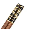 Guochao style wenge wood chopsticks with black gold dragon pattern, durable kitchen tableware. - 25cm / Wenge Wood Golden Dragon