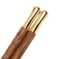 Wenge wood chopsticks with luxurious golden top caps, lacquer-free eco-friendly tableware. - 25cm / Slender Waist Wenge Wood Chopsticks