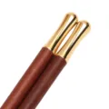 Guochao style wenge wood chopsticks with golden metal tips for home restaurant use. - 25cm / Slender Waist Red Sandalwood Chopsticks
