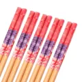 Chinese stijl bamboe eetstokjes set van 5 paren met gedrukt bloemmotief voor dagelijks gebruik. - 24cm / Stijl 06 | Set van 5 paar