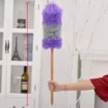 Microvezel stofdoek met lang houten handvat voor efficiënte reiniging van huismeubels. - L / Paars Grijs Patchwork