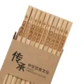 Natural bamboo chopsticks 10 pairs set with eco-friendly paper packaging for home kitchen use - Prosperity