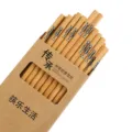 Carbonized bamboo chopsticks set 10 pairs gift box Chinese style printed kitchen tableware - 10 Pairs Bamboo Chopsticks (Cartoon Fish)