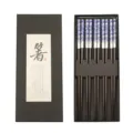 Japanese style wooden chopsticks set with exquisite gift box, kitchen tableware 5 pairs. - Blue Morning Glory