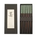 Wooden chopstick gift box Japanese style kitchen tableware reusable wooden chopsticks 5pairs - Green Cherry Blossom