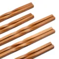 Natuurlijke bamboe gedraaide eetstokjes set, elegante houten stokjes voor dagelijks gebruik. - 24cm / Model 14 | Set van 5 paar