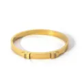 Gold stainless steel zircon bangle bracelet luxury geometric fashion jewelry for women chic. - NB-B6052-13