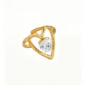 Stunning gold heart-shaped open ring with sparkling crystal zircon for women elegant jewelry gift. - White Heart