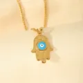 Edelstahl Gold Hamsa Hand Teufelsauge Anhänger Halskette Damen Schmuck Geschenk Kette - 5