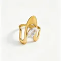 Gold stainless steel sculptural open ring with marquise cz stone for women fashion jewelry - White Marquise