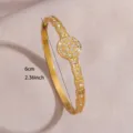 Gold stainless steel rhinestone geometric open bangle bracelet for women, elegant daily wear jewelry. - Geometric Link Rhinestone