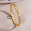Gold plated stainless steel open bangle bracelet for women, chic geometric jewelry style. - Woven Texture