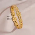 Gold plated stainless steel clover bangle detail shot showing diameter size 6cm and 2.36inch. - Clover Flower Row