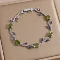 Exquisite green and purple zircon vine bracelet, luxury handmade jewelry for women. - DQ-W-4093-2