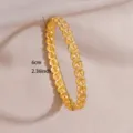 Gold plated stainless steel beaded open bangle bracelet minimalist fashion jewelry chic design - Round Bead Splicing