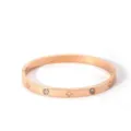 Rose Gold Stainless Steel Zirconia Bangle Trendy INS Style Women Bracelet Gift - NB-B6052-2