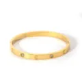 Gold Stainless Steel Moon Zirconia Bangle 18K Gold Plated Jewelry Design New Hot Style - NB-B6052-3
